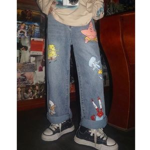 Cartoon Print Boyfriend Jeans